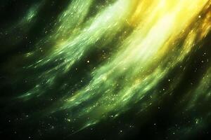 Abstract Cosmic Display of Luminous Green and Yellow Waves for Digital Art photo