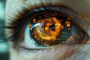 Futuristic Digital Eye Concept with High-Tech Interface Elements for Cyber Technology Design photo