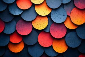 Vibrant Geometric Pattern of Overlapping Red, Yellow, and Blue Circles photo
