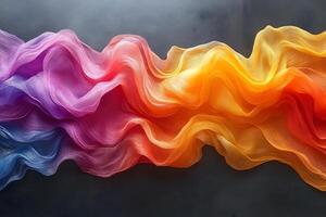 Vibrant Flowing Rainbow Fabric Displaying Dynamic Colors for Abstract Art Design photo