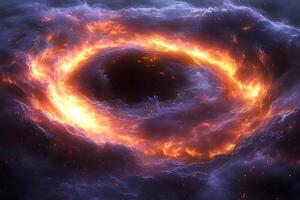 Fiery Cosmic Vortex in Space - Conceptual Digital Art for Science Fiction Themes photo