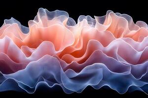 Abstract Waves of Colorful Fabric Against Black Background for Design photo