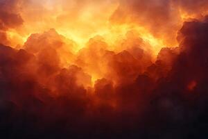 Dramatic Fiery Cloudscape at Sunset - Abstract Atmospheric Background photo