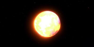 Radiant sun in deep space with glowing atmosphere and starry background photo