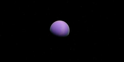 Purple planet floating in deep space against a starry black background photo