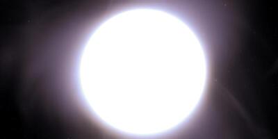 Bright celestial object in space luminous glow surrounded by dark starry skies photo