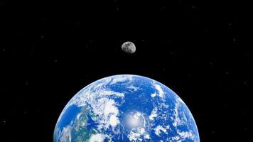 Stunning view of earth and moon in space with starry background photo