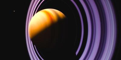 Stunning view of a ringed gas giant planet with vibrant colors in deep space photo