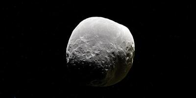 Detailed view of an isolated asteroid against a starry black space background photo