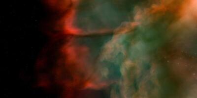 Vivid cosmic nebula red and green interstellar gas clouds in space photo