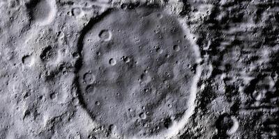 Aerial view of lunar crater landscape under harsh shadows creating a stunning contrast photo