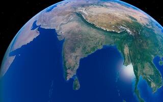 Detailed satellite view of south asia's terrain and ocean photo