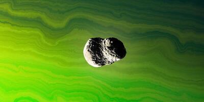 Mysterious asteroid floating against vibrant, abstract green background photo