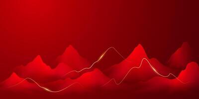 Abstract background with red mountains and waves vector