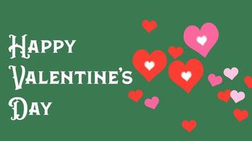 Charming Valentine's Day Greeting with Colorful Hearts on Green Background vector
