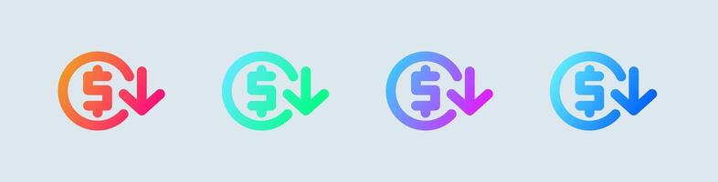 Four different colored icons of a dollar sign vector