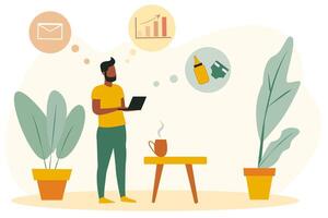 Man using tablet and email icons vector