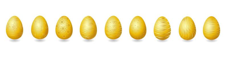 golden easter egg elements set isolated on white background vector