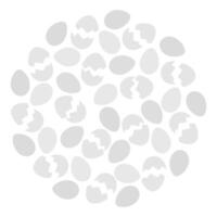 Cracked Eggshell and Whole Eggs Circular Background Texture in grayscale. Thematic cards backdrop. Isolated illustration Card, leaflets, booklet, price tag, labels or web promo banner, brochure vector