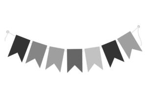 Festive Pennant garland on string in grayscale. Black Day greeting materials design element concept. Isolated illustration Thematic cards, posting, blog or web promo, banner, labels, price tag vector