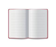 Open Lined Notebook with Red Cover vector