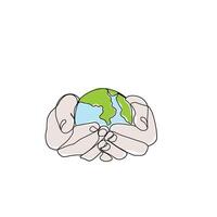 Hands holding a globe on a white background vector