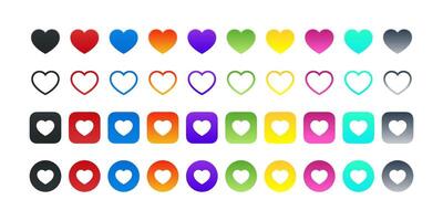 Hearts set icons. Set of hearts of different colors vector