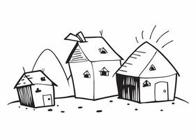 Hand drawn illustration of three houses for use in various business presentations or designs vector