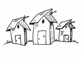 Three black and white house illustrations for business purposes with unique design elements vector