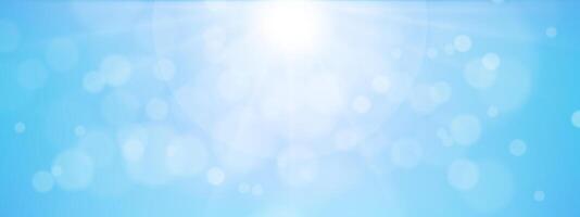 Summer background,blurred sunlight on blue sky with bright bokeh. Blurry abstract Spring background. wit natural blue light blue for environment ecology background vector