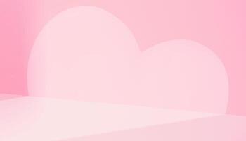 Pink background,Love heart shape on wall studio room with spotlights, abstract shadow on podium for Valentines product presentation vector