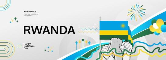 July 1st is Rwanda Independence Day. Create a festive atmosphere with a colorful banner celebrating national pride ideal for cultural events and community celebrations vector