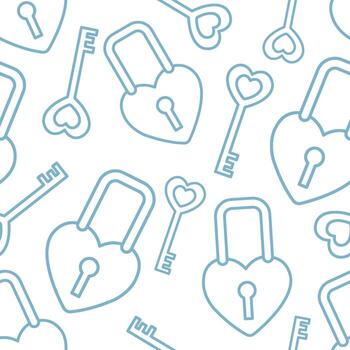 seamless pattern with lock and key in doodle style vector