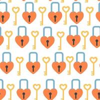 colored seamless pattern with lock and key in doodle style vector