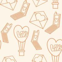 seamless pattern with romantic message elements in doodle style vector