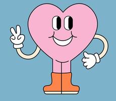 Heart shape character in groovy style vector