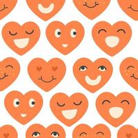seamless pattern with hearts shape character in doodle style vector