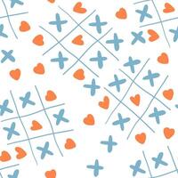 seamless pattern with love game in doodle style vector