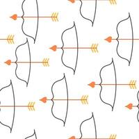 seamless pattern with bow and arrow in doodle style vector
