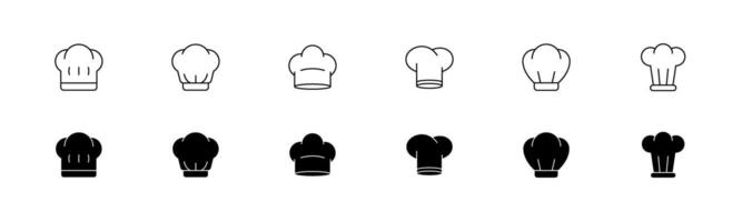 Chef hat icon set. Outline and glyph chef's hat icon vector