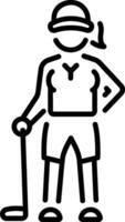 Female golfer icon in linear style vector
