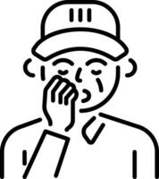 Golf player wiping face icon in linear style vector