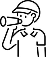 Sports character drinking water icon in linear style vector