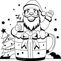 Character based glyph illustration of happy santa vector