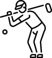 Golf hitting character icon in linear style vector