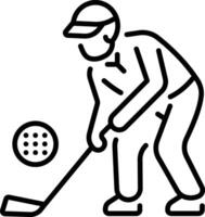 A character hitting a golf shot icon in linear style vector