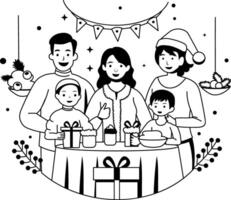 People enjoying christmas party glyph illustration vector