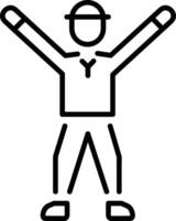 A linear icon of celebrating character vector