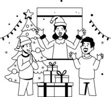 Christmas celebration illustration in glyph style vector