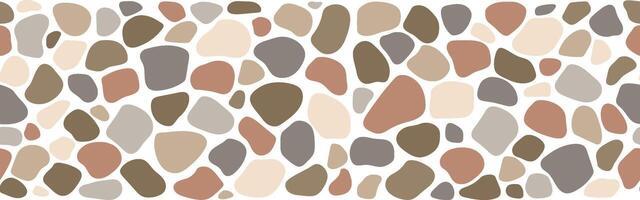 Cobblestone mosaic seamless pattern, border, road, stone texture. abstract repeat background, street vector